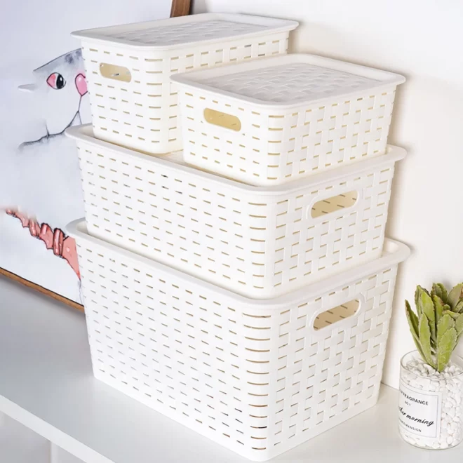 Custom Storage Baskets, Plastic Containers With Lids Bulk-4