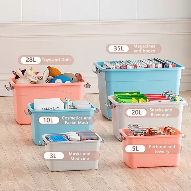 Stackable Plastic Storage Bins In Bulk, Storage Box With Lid-3